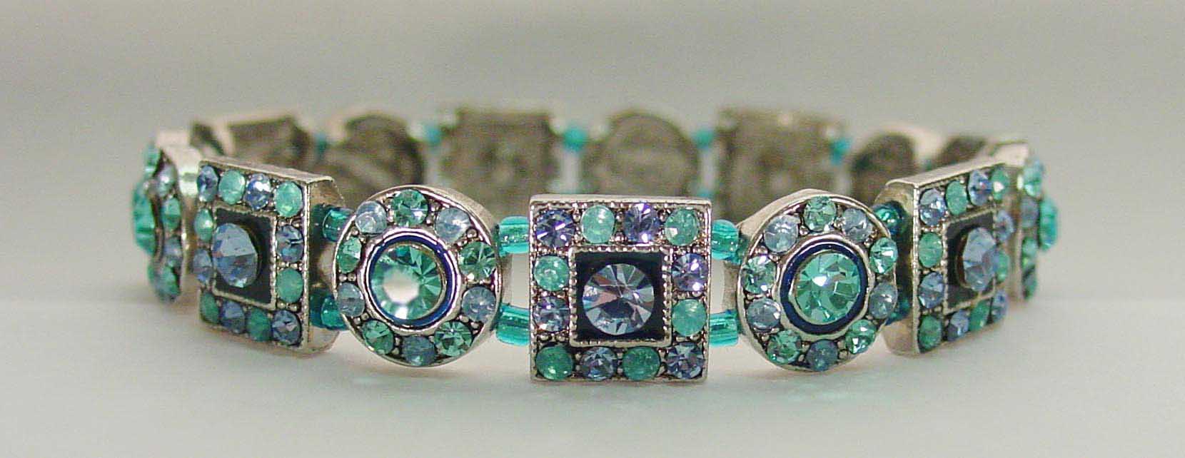 Blue crystal rhodium plated bracelet