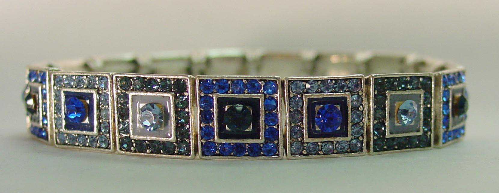 Navy crystal rhodium plated bracelet