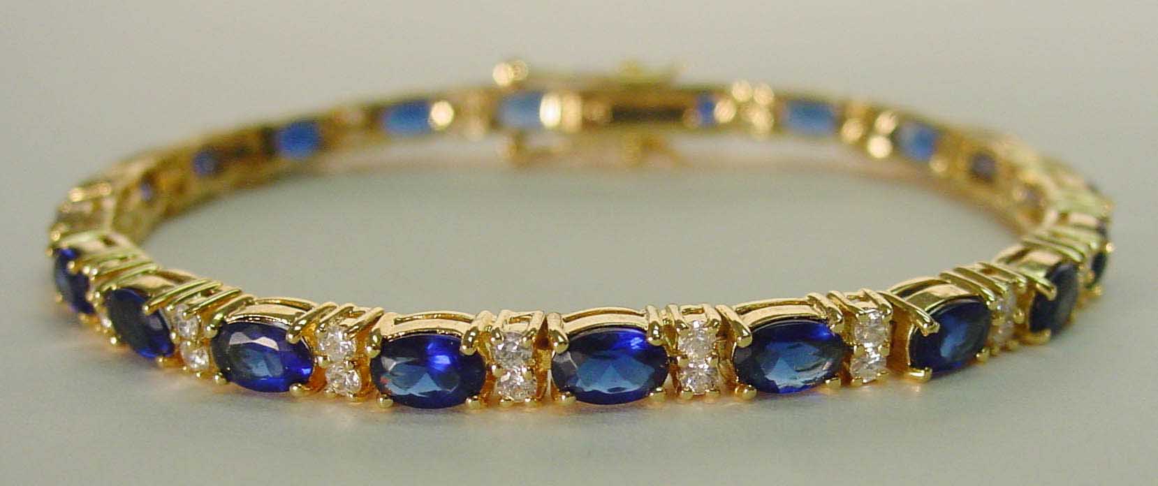 Sapphire CZ & clear CZ gold bracelet