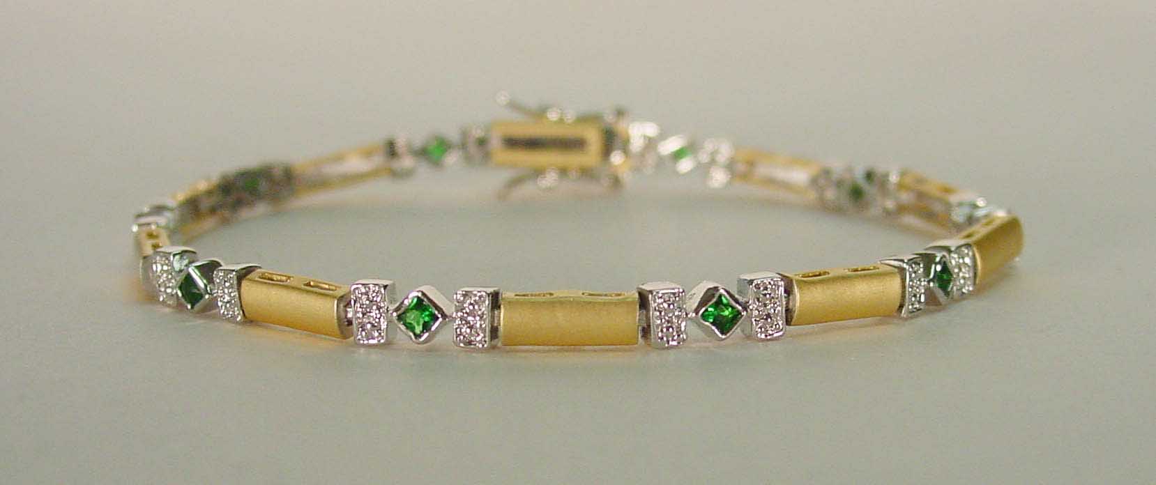 emerald CZ & clear CZ matte bracelet
