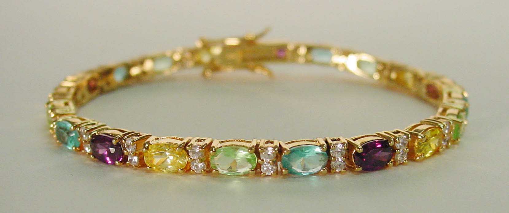 Multi colored CZ gold bracelet