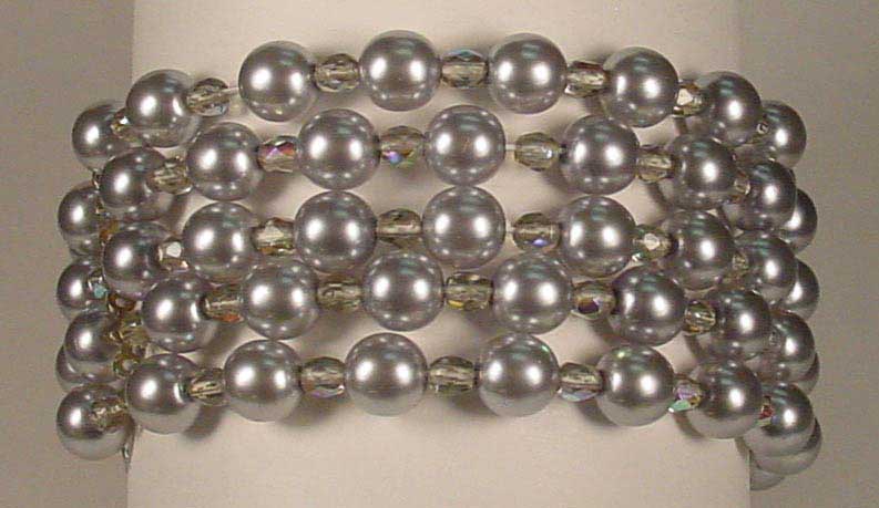 Bohemian glass light blue pearl bracelet