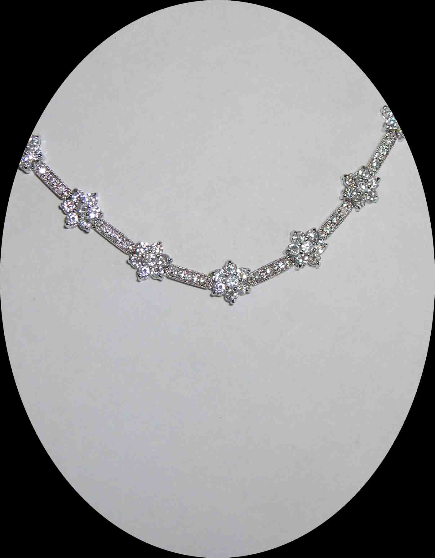 CZ flower silver necklace