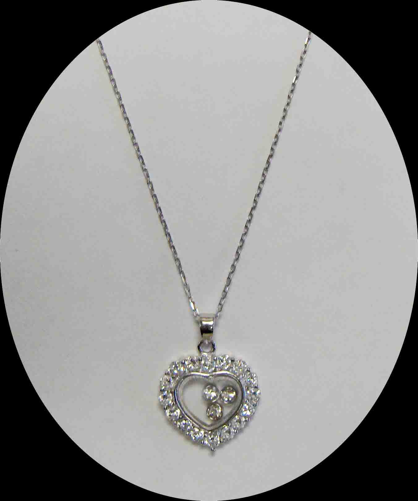 Floating CZ heart pendant necklace