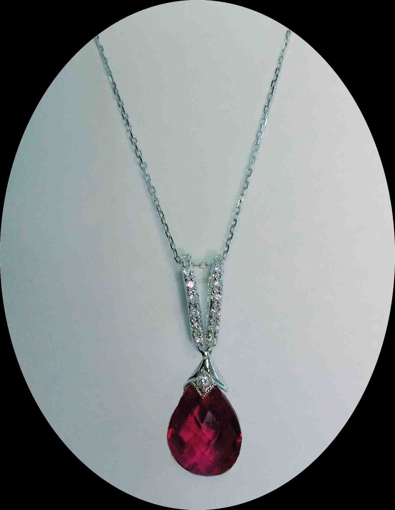 Ruby drop faceted crystal necklace