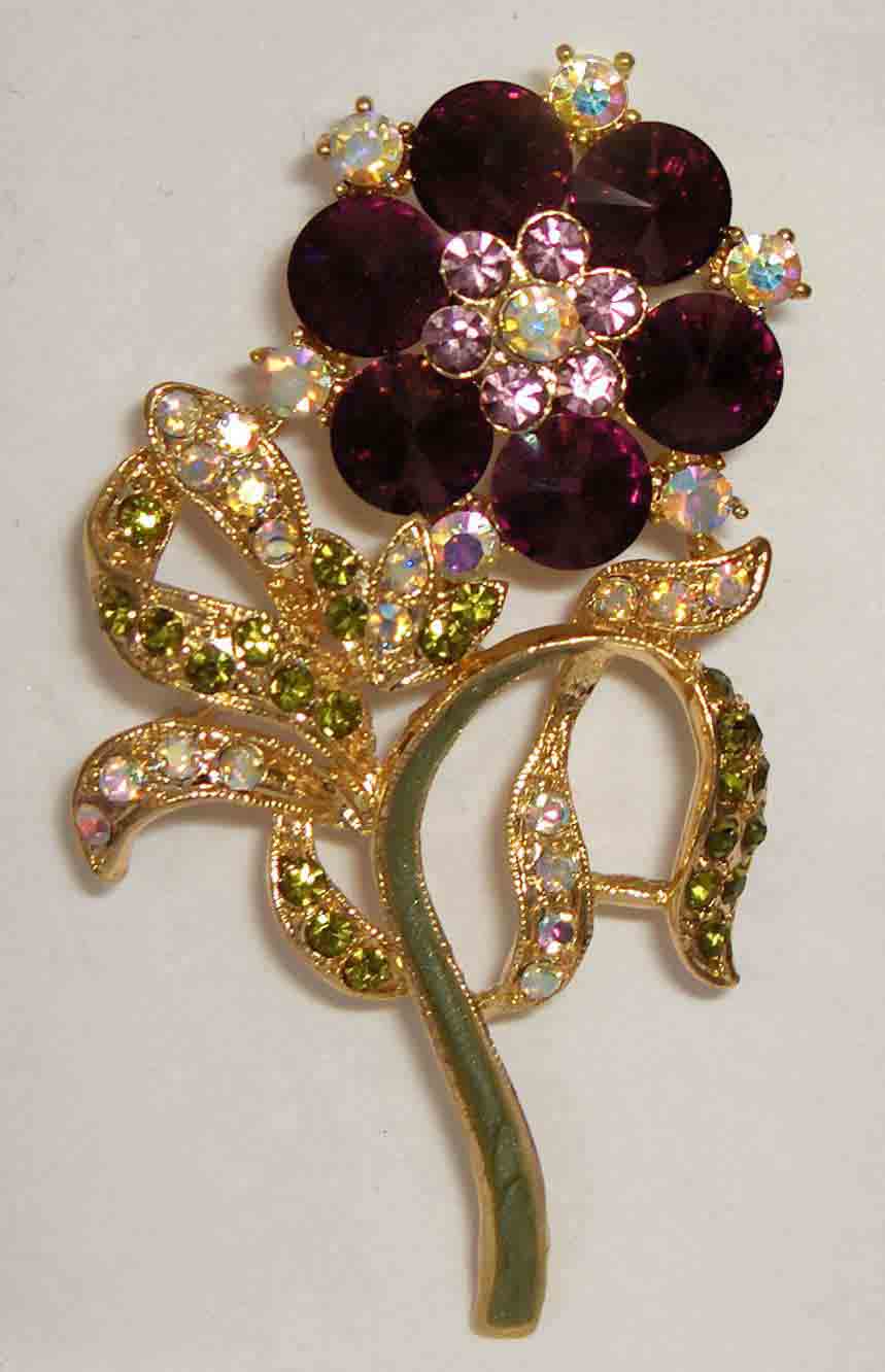 Purple flower crystal pin