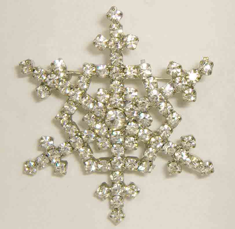 White crystal snowflake pin