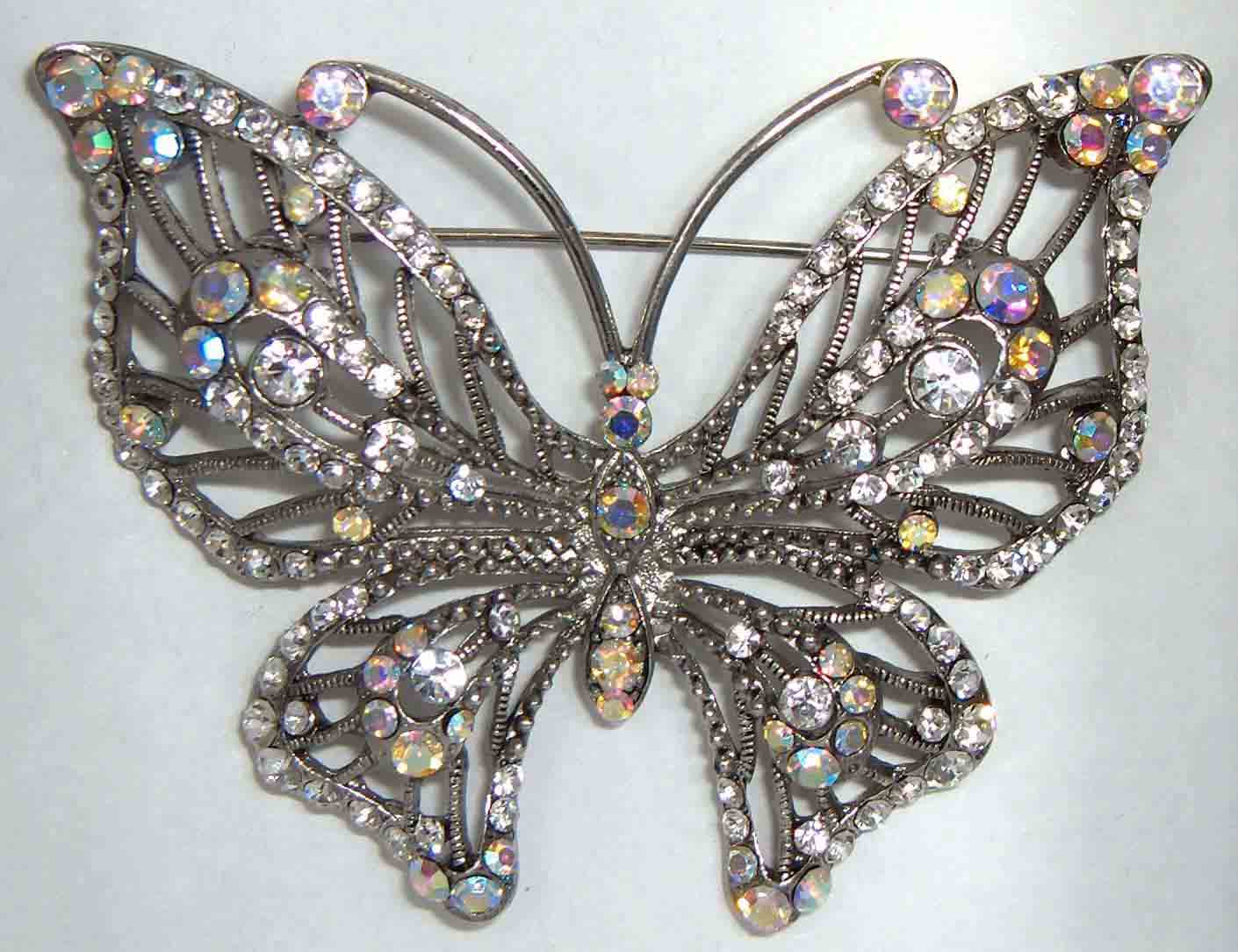White crystal butterfly pin